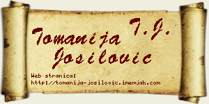 Tomanija Jošilović vizit kartica